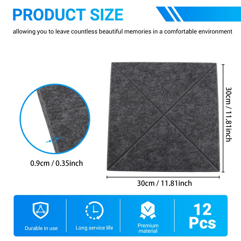 

AA75-12 Pcs Acoustic Panels,Sound Insulation Board,Wall Sound Insulation Board,For Acoustic Treatment,Wall Decor,Studio,Etc