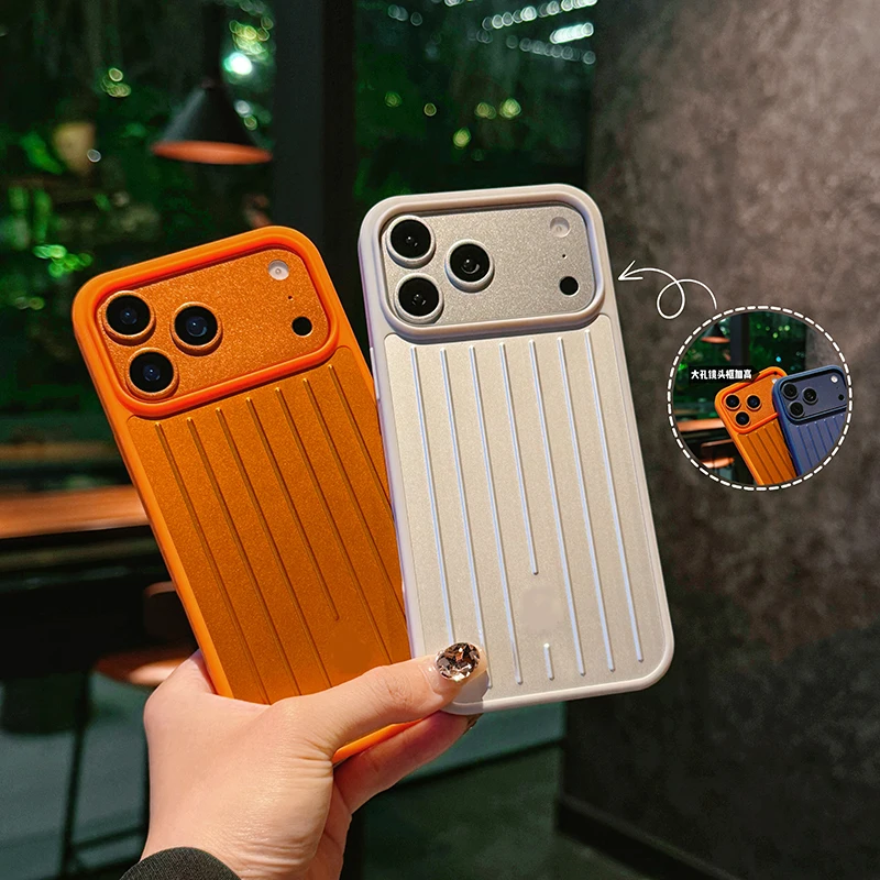 Роскошный деловой чехол для телефона из алюминиевого сплава для IPhone 17 16 15 Pro Max 14 13 Rimowa гофрированная задняя крышка с подарочной коробкой