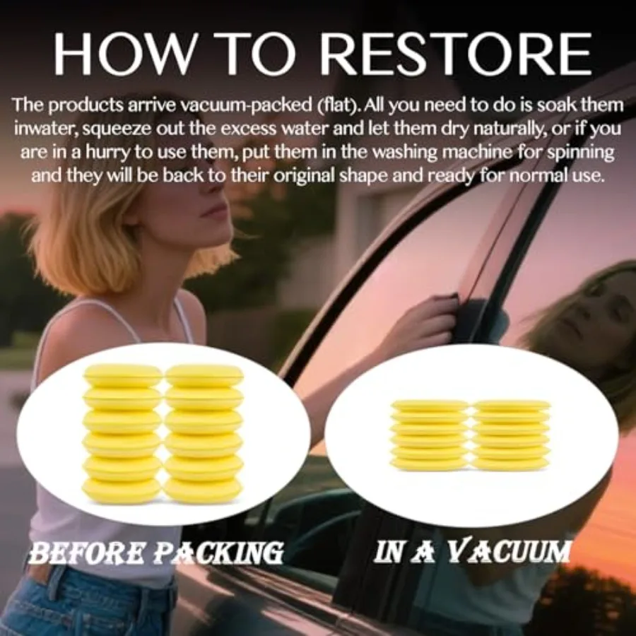 Пенопластовые подушечки для детализации автомобиля, 12 упаковок, круглые 4-дюймовые полировальные губки, идеально подходящие для автомобильного нанесения воска, защита краски и