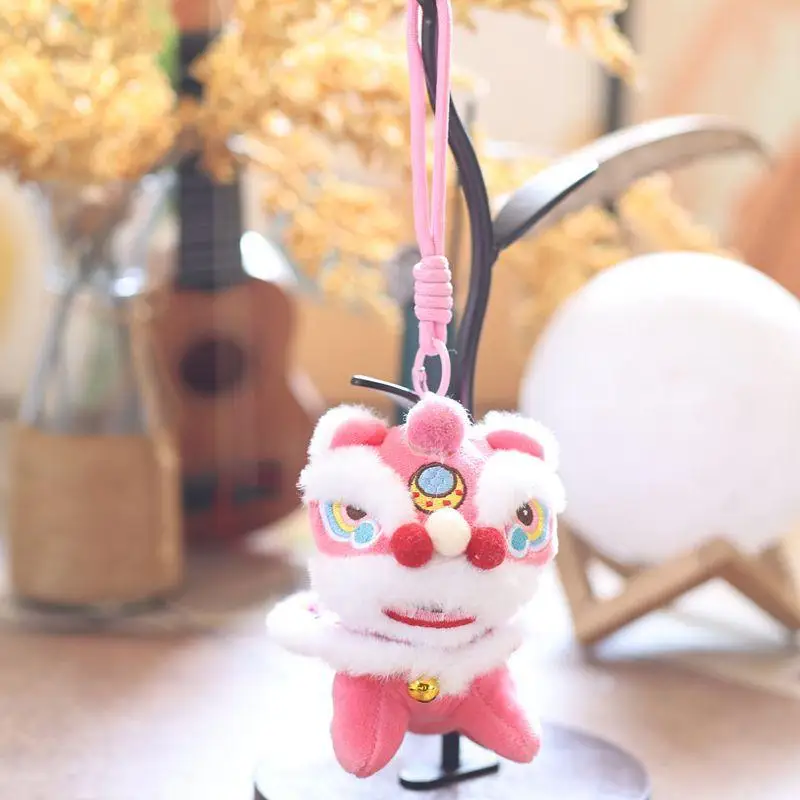 Chinese Lion Dance Plush Keychain Cute Traditional Mascot Doll Soft Stuffed Pendant For Bag Backpack Decoration New Year Gifts