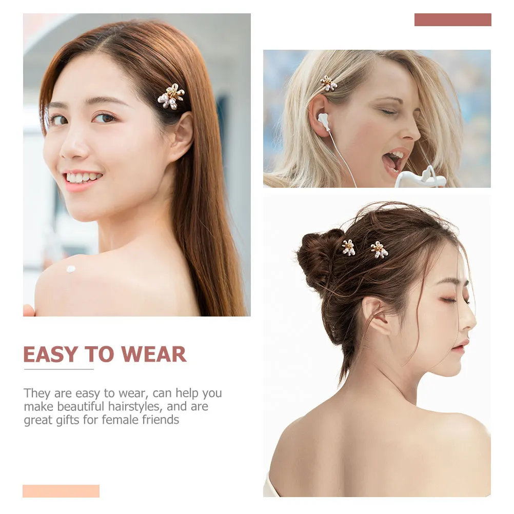

10 шт. маленьких заколок-крабиков для волос с жемчугом, миниатюрные заколки-зажимы из сплава, изящные легкие аксессуары для волос для женщин и девочек на каждый день