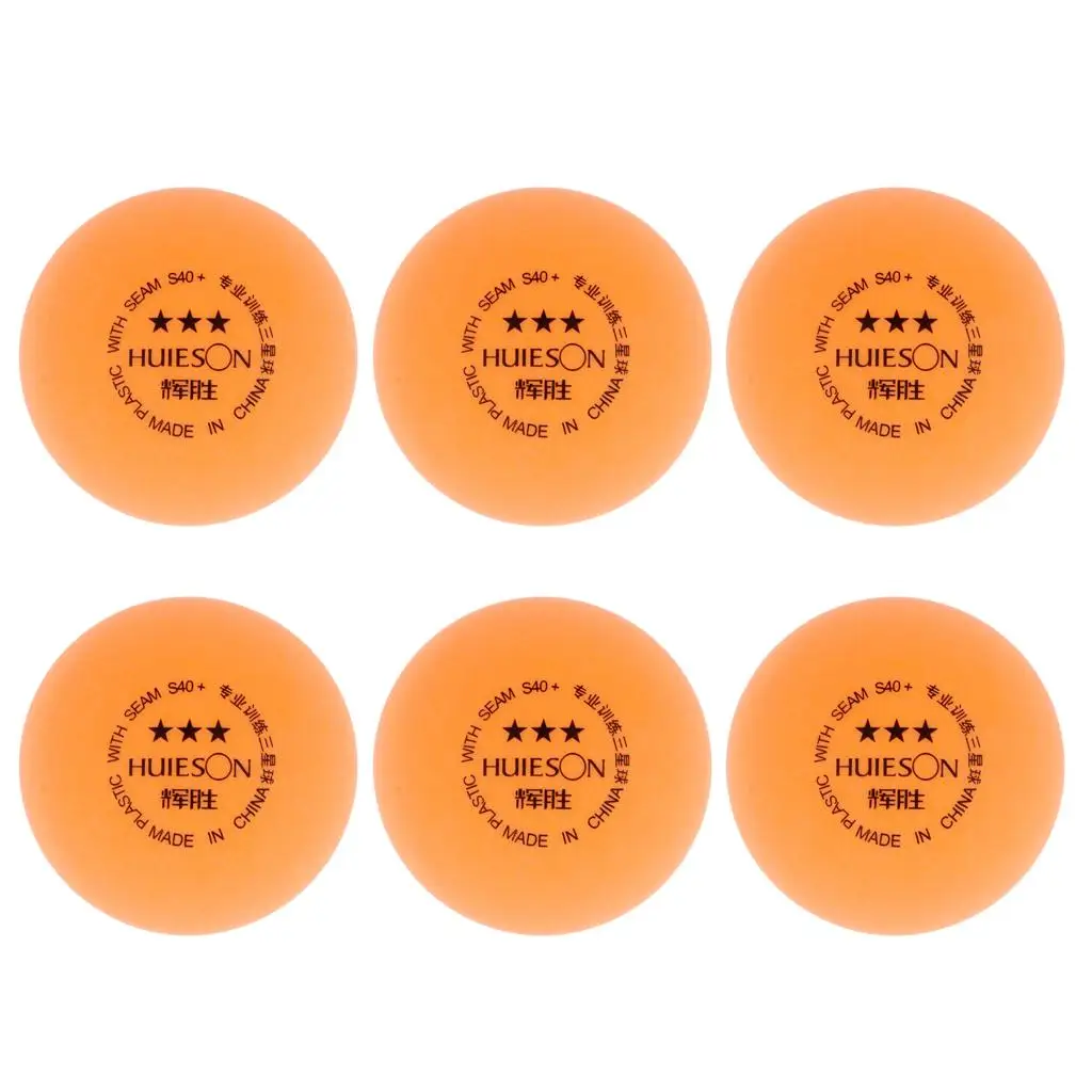 Pack of 6 Orange 3-Star 40+mm Table Tennis Balls Pong Training Balls