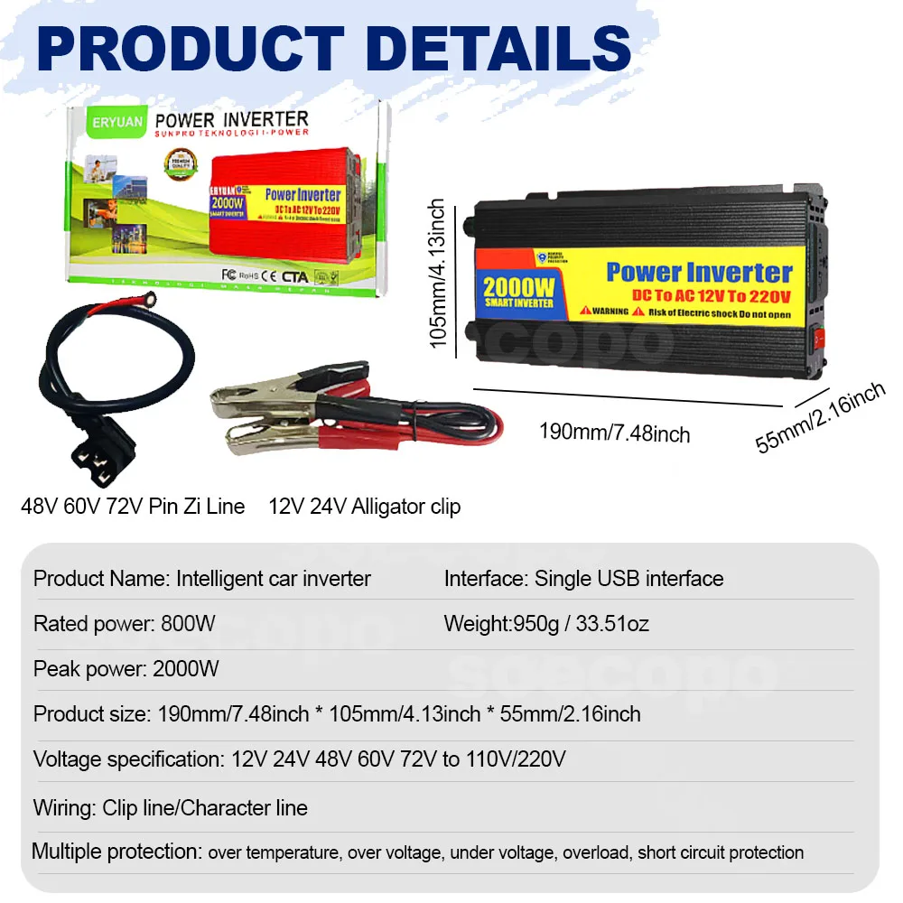 2000W Solar Kit 2000W Inverter DC 12V to AC 220V 300W Solar Panel 30A Charge Controller for Home Camping Outdoor Use