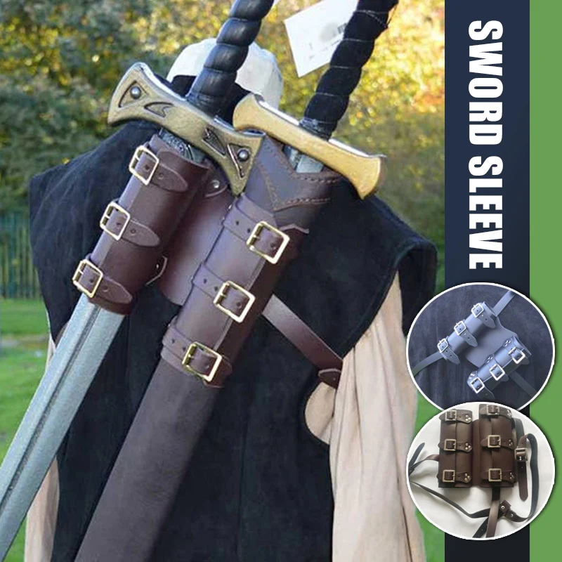 

Medieval Sword Holder Shoulder Scabbard Sheath Frog Holder Carry Pu Leather Rapier Buckle Strap Holster Viking Knight Cosplay
