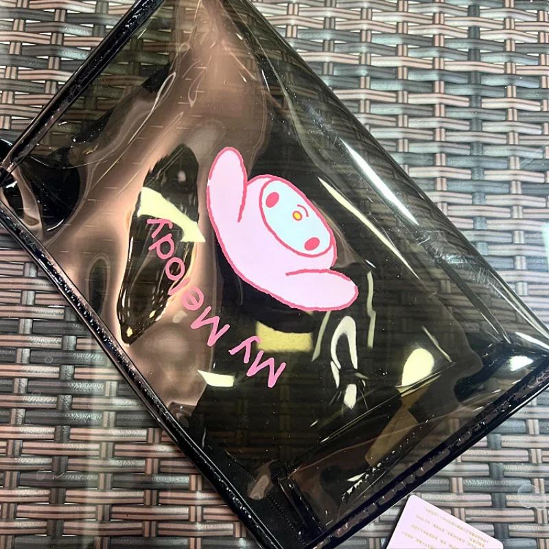 Hello Kitty Draagbare Doorzichtige Cosmetische Tas Hoge Capaciteit Melodie Reizen Strand Waszak Kuromi Make-Up Case Sanrio Tassen Voor Vrouwen Pu