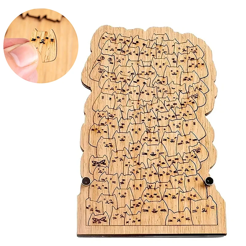 100 Cats Puzzle Unique Wooden Animal Shaped Jigsaws Challenging Family Activity For Adults And Kids Difficult Puzzle Toy Gift