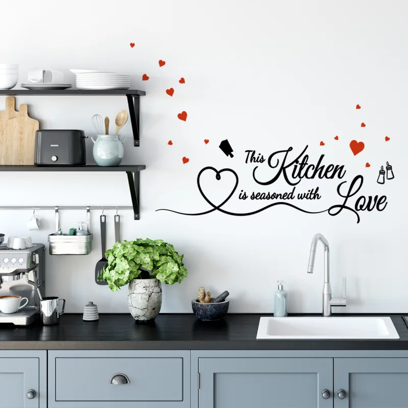 Creative Love English Kitchen Sticker This Kitchen Love English Decorative Removable Wall Sticker Restaurant Home Decor Stickers