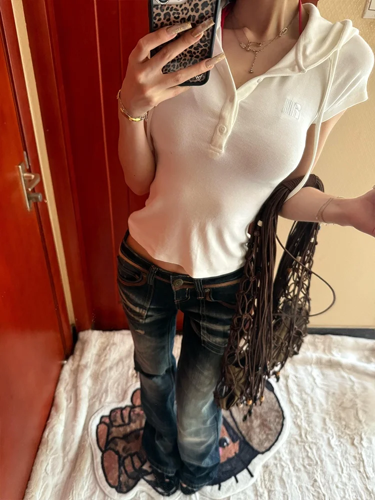 

Retro American Waed Low Waist Jeans Women Y2K Millennium Sle Spicy Heavy Design Sensation Floor-Length Pants