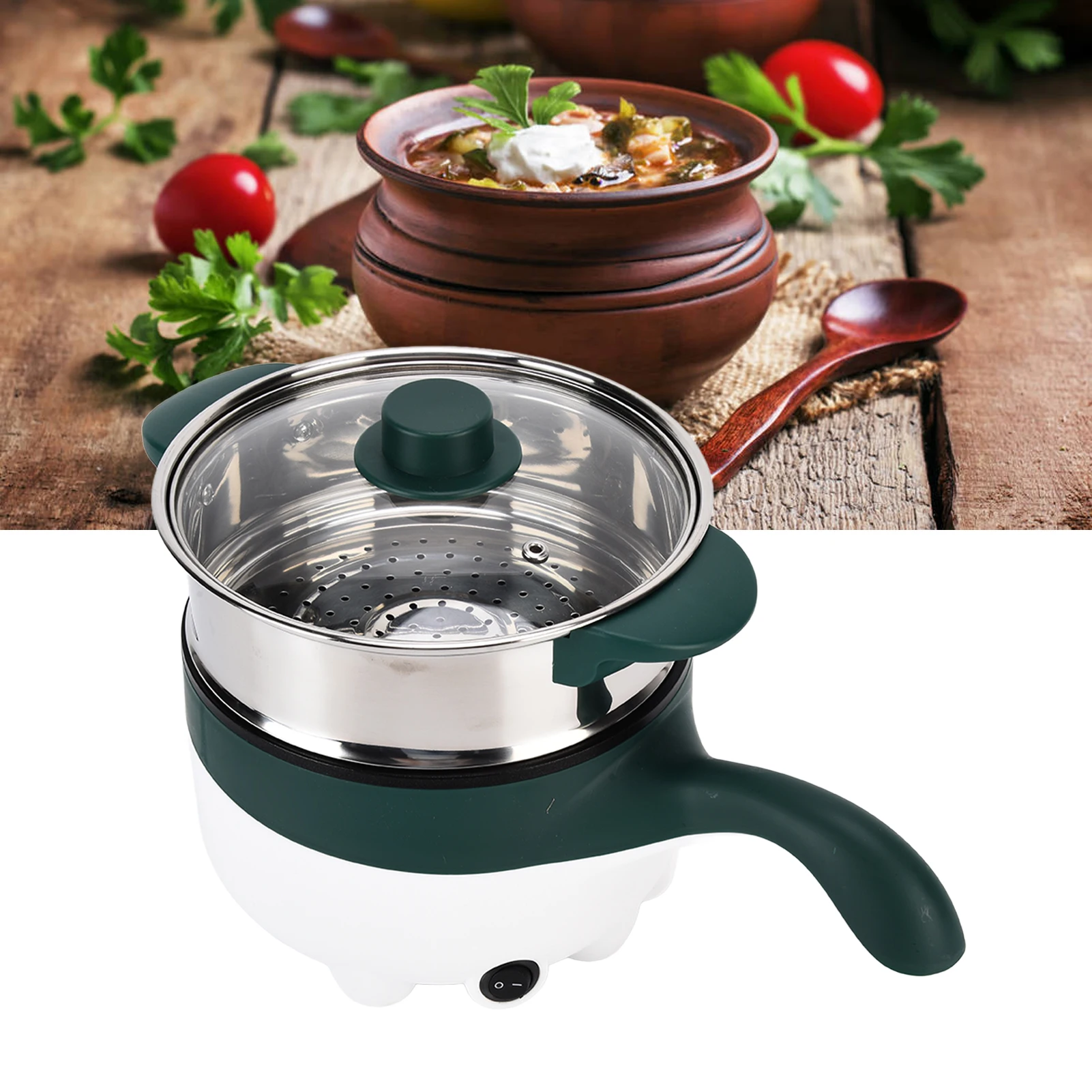 2L 12V Multifunctional Electric Hot Pot Stainless Steel Anti Dry Food Steamer for Car Home Kitchen