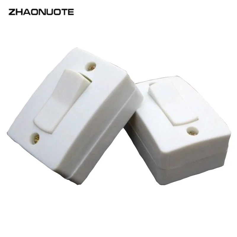 10pcs Rocker Plate Wall Light Switches Push-Button Bedside Decoration Surface Mounted Switch