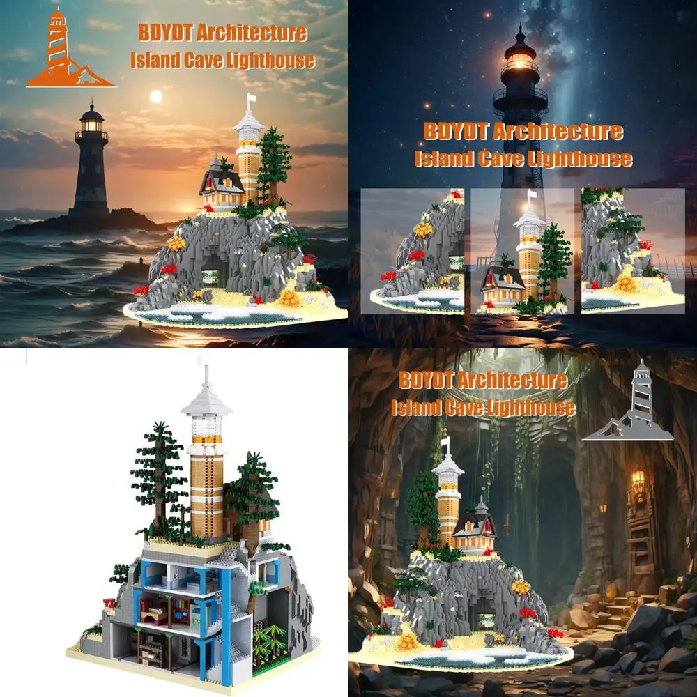 Zestaw klocków konstrukcyjnych 5686 elementów - Architektoniczna Wyspa Jaskinia Latarnia Morska - Idealny prezent dla dzieci i dorosłych