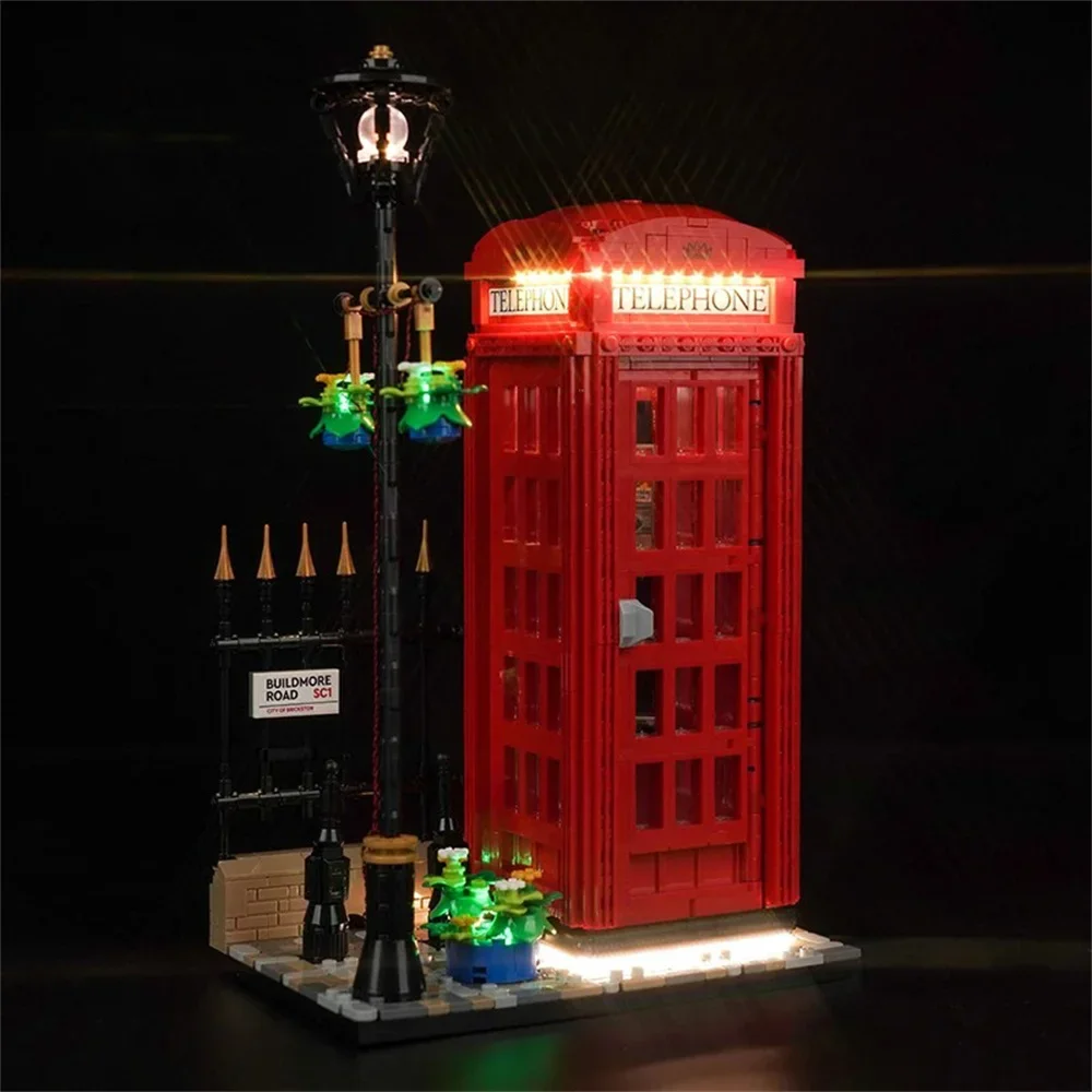 21347 Red London Telephone Box Ideas Led Lighting Kit Not Include Building Blocks (Only Lighting Set)