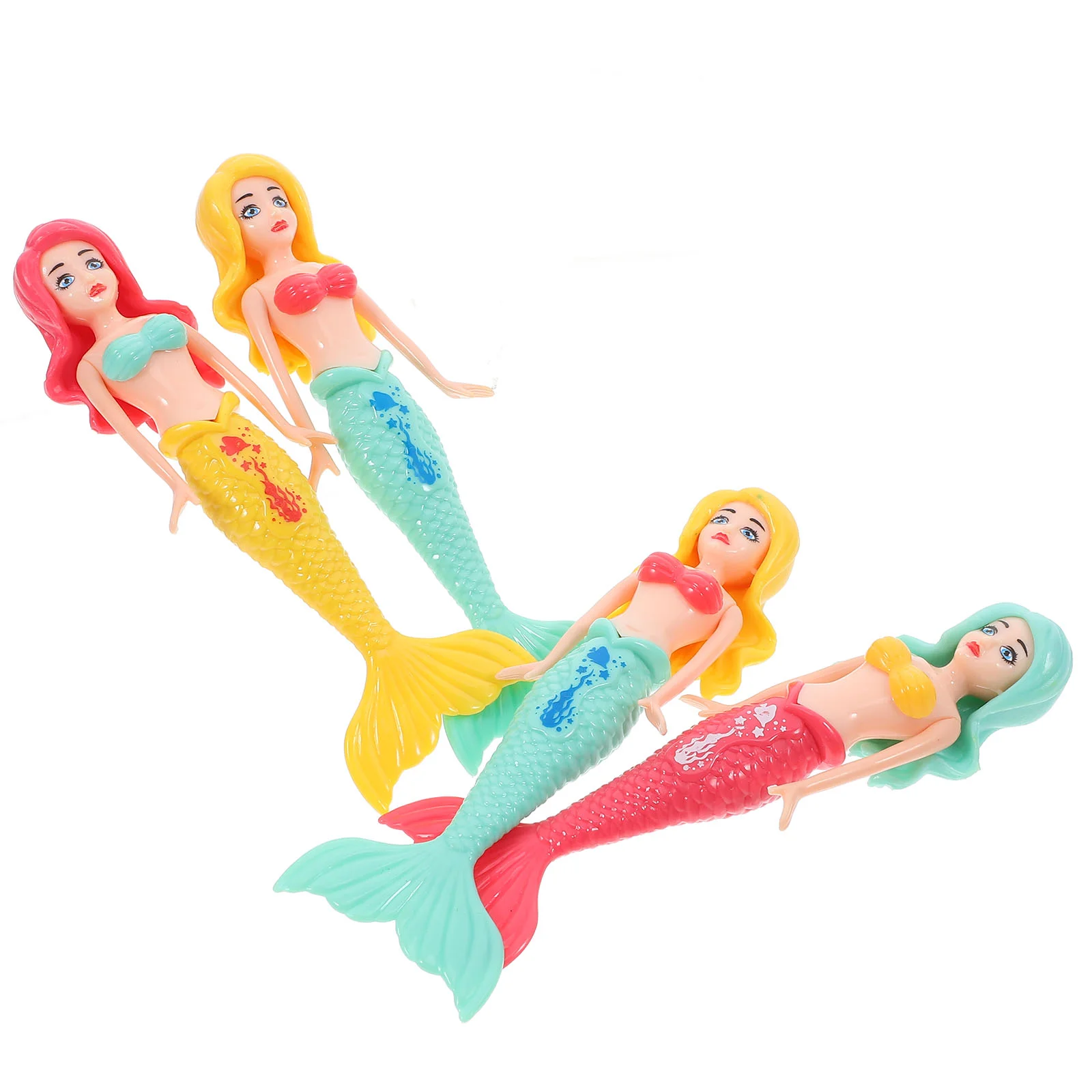 4 Pcs Diving Toys Tub Pool for Girls Kid Plastic Mermaid Princess Kids Dive Child Summer