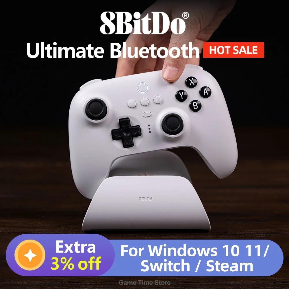 8Bitdo Ultimate Bluetooth Controller Gamepad with Charging Dock and Mode Switching button for Nintendo Switch, PC, Steam Deck