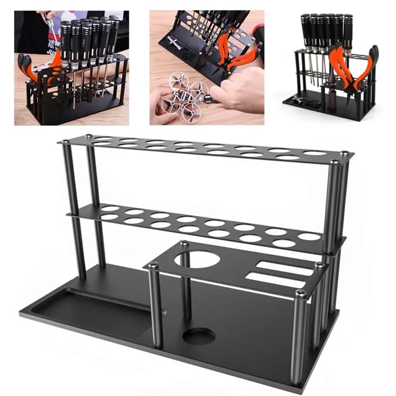 -A14E RC Screwdriver Storage Rack Holder Aluminum Alloy Screwdriver Organizers For Hex Screw Driver RC Tools Kit Organizers
