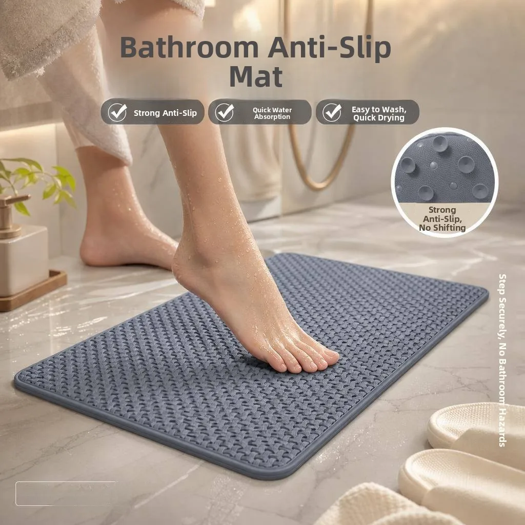

Bathroom Anti-Slip Mat Environmentally Friendly Odorless Shower Non-Slip Floor Mat Toilet Makeup Room Suction Soft Foot Pad