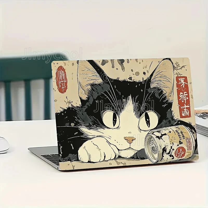 

2-х предметная нашивка WhimsyCat с мультяшным котом Вин YL, самоклеящаяся водостойкая, устойчивая к царапинам полуглянцевая наклейка для ноутбуков