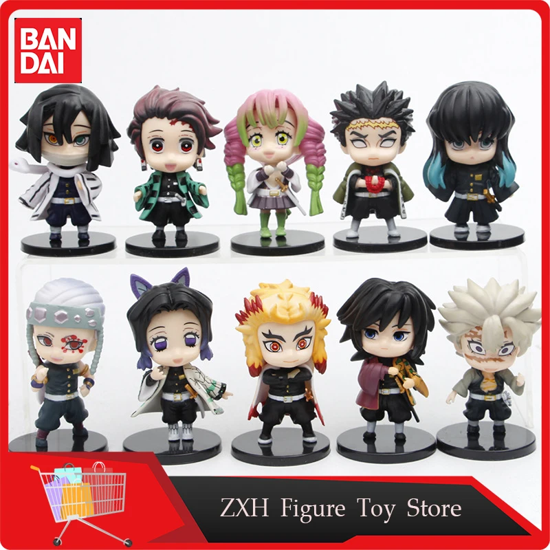 5pcs Demon Slayer Anime Figure Kochou Tanjirou Shinobu Kokushibo Nakime Rengoku Kyoujurou Doll Ornaments Pvc Model Toy Gift