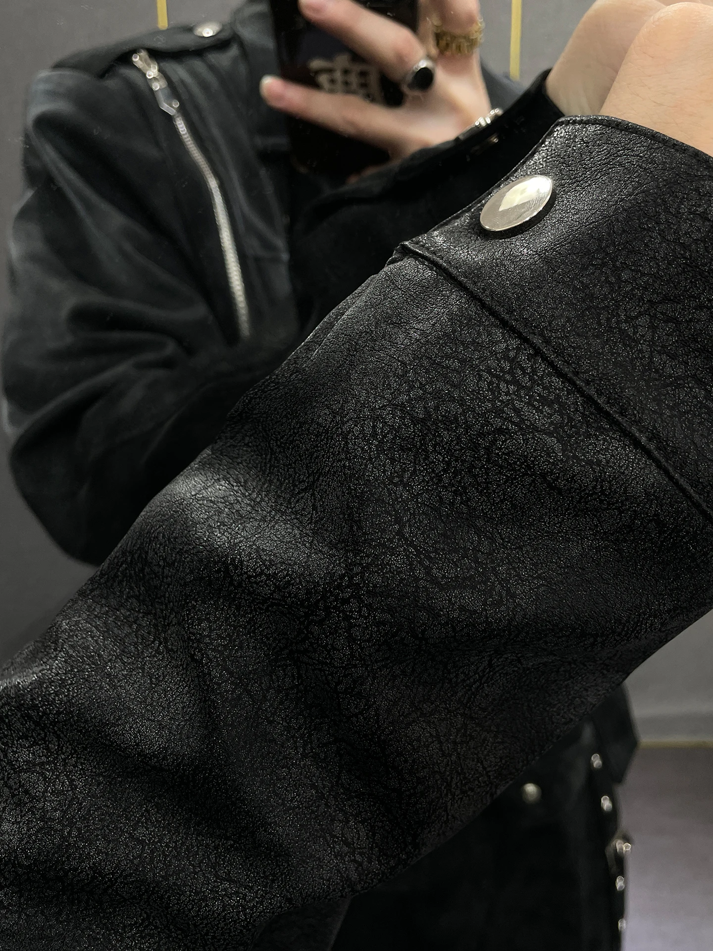 American High Street Fashion Design Heavy Leather Jacket Set Rivet High-end Stylish Motorcycle Jacket Coat for Men