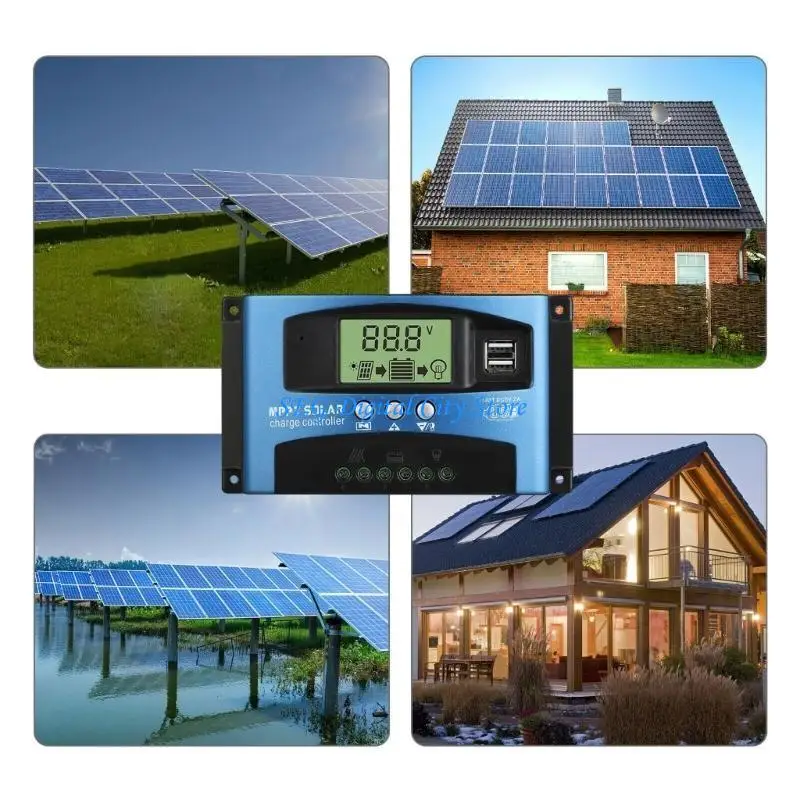 

U75B 100A/80A/50A/60A/40A/30A Auto Solar Controller MPPT Controllers Dual USB
