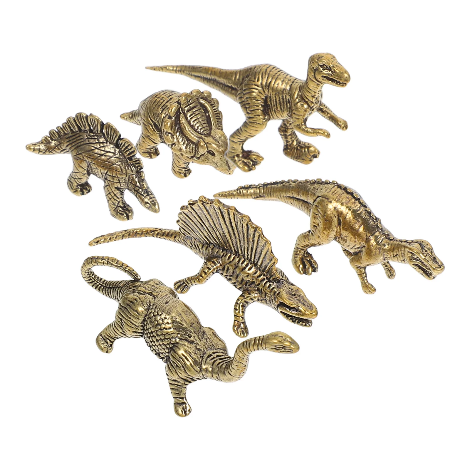

6Pcs Mini Dinosaur Brass Retro Statue Ornament Vintage Dinosaur Sculpture Garden Desktop Decor Vintage Home Decor