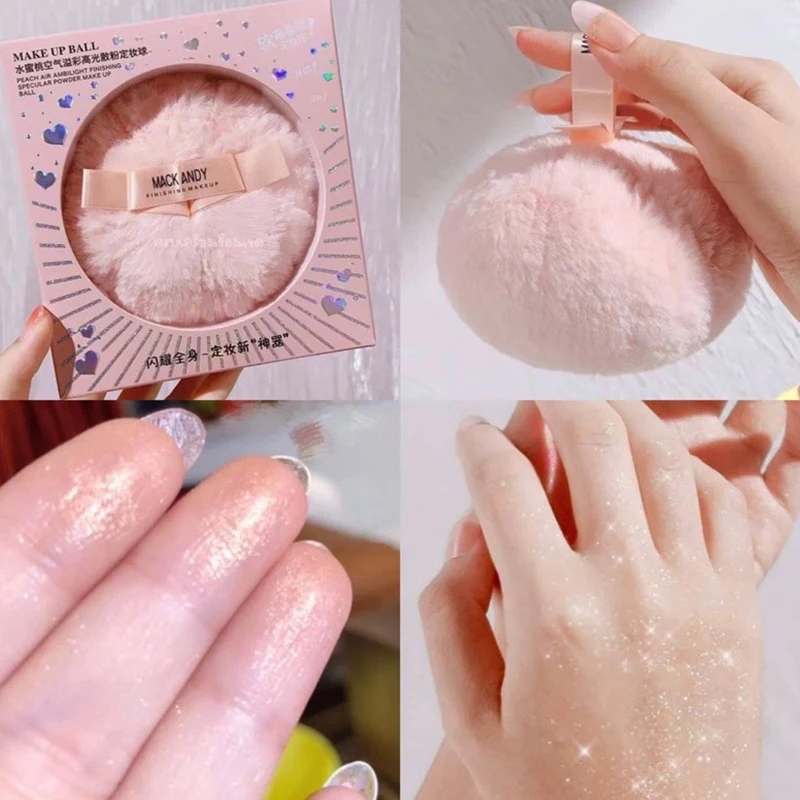 New Hot Shiny Highlight Honey Powder Plush Ball Puff Shiny Facial Highlights Body Loose Powder Ball Bling Shinny Cosmetics