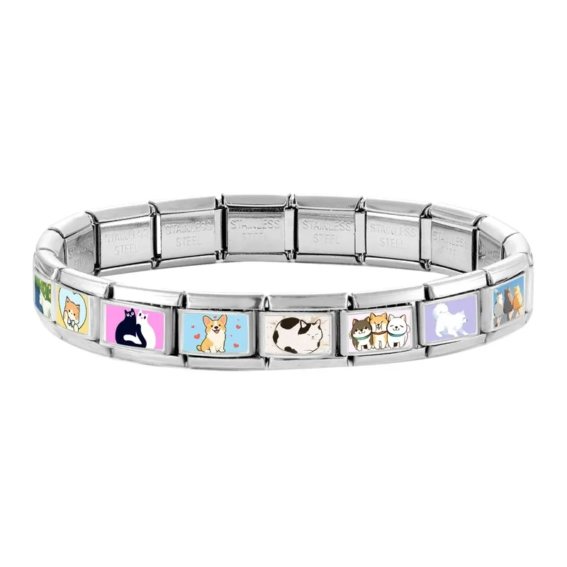 2025 Fashion Lovely Animals Dogs Corgi Cats Pet Italian Charm Fit 9mm Stainless Steel Women DIY Bracelet Gift Jewelry Wholesale image 4