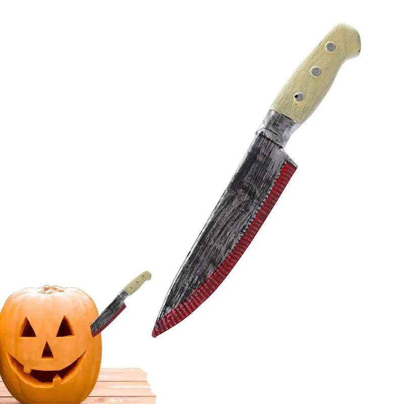 Halloween Faked Bloody Sharp Knife Simulation Prank Toy Bloody Cutter Realistic Party Props Halloween Costume Accessories