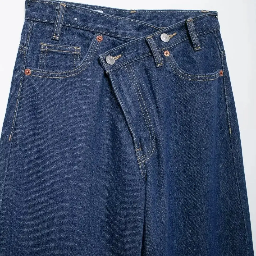 Jeans taille haute pour femme, pantalon en denim, jambes larges, pleine longueur, droit, mode chic, printemps, automne