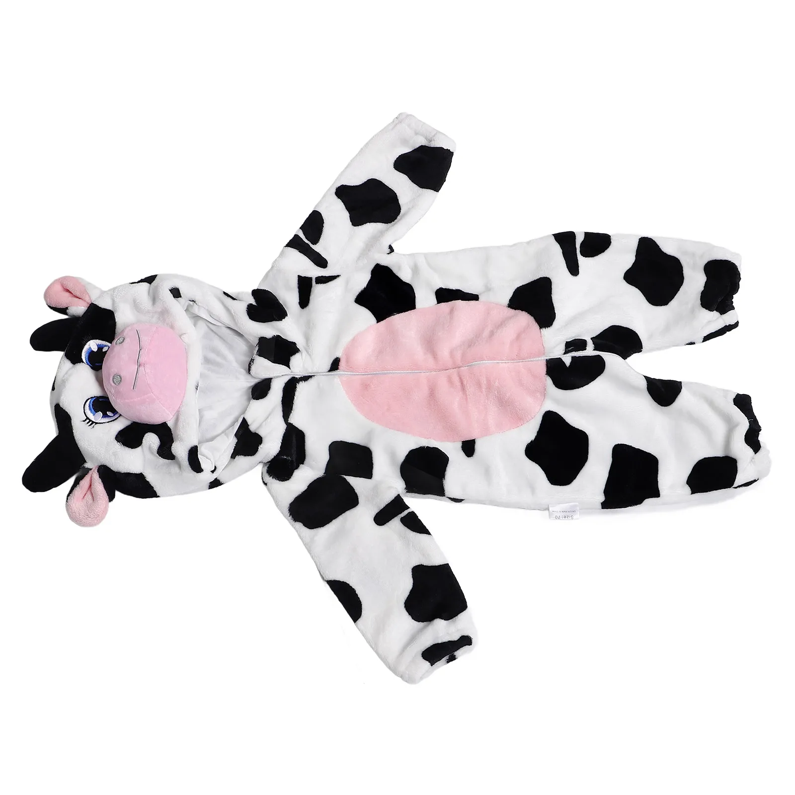 

Детский комбинезон, костюм коровы, детские товары для косплея, наряд для вечеринки на Хэллоуин, 70 см, фланелевой материал, многоразовый, прочный, яркий