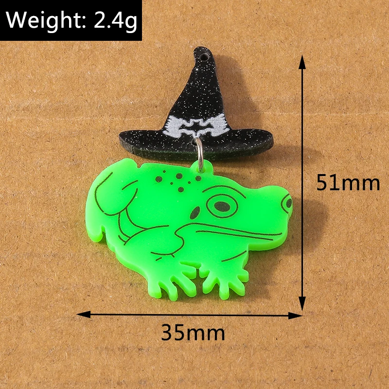 5pcs 35*51mm Acrylic Creative Frog Charms Pendant for Jewelry Making Earrings Necklace DIY Kid\'s Jewelry Accessories Supplies