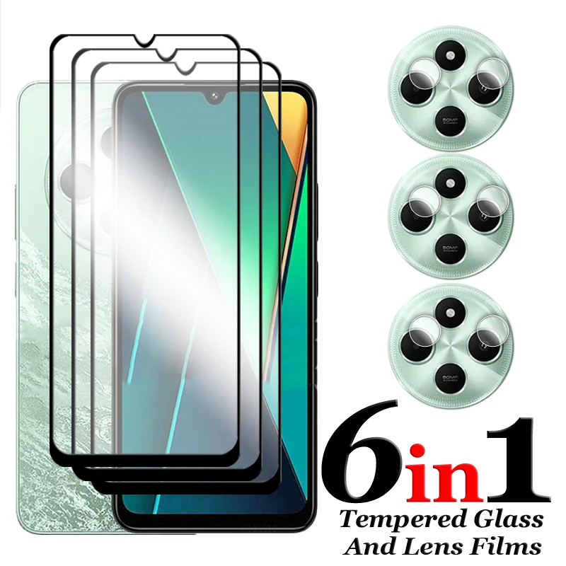 6in1 For Xiaomi Poco C75 Glass For Poco C75 Tempered Glass 2.5D Full Cover Screen Protector For Xiaomi Poco C75 4G Lens Film