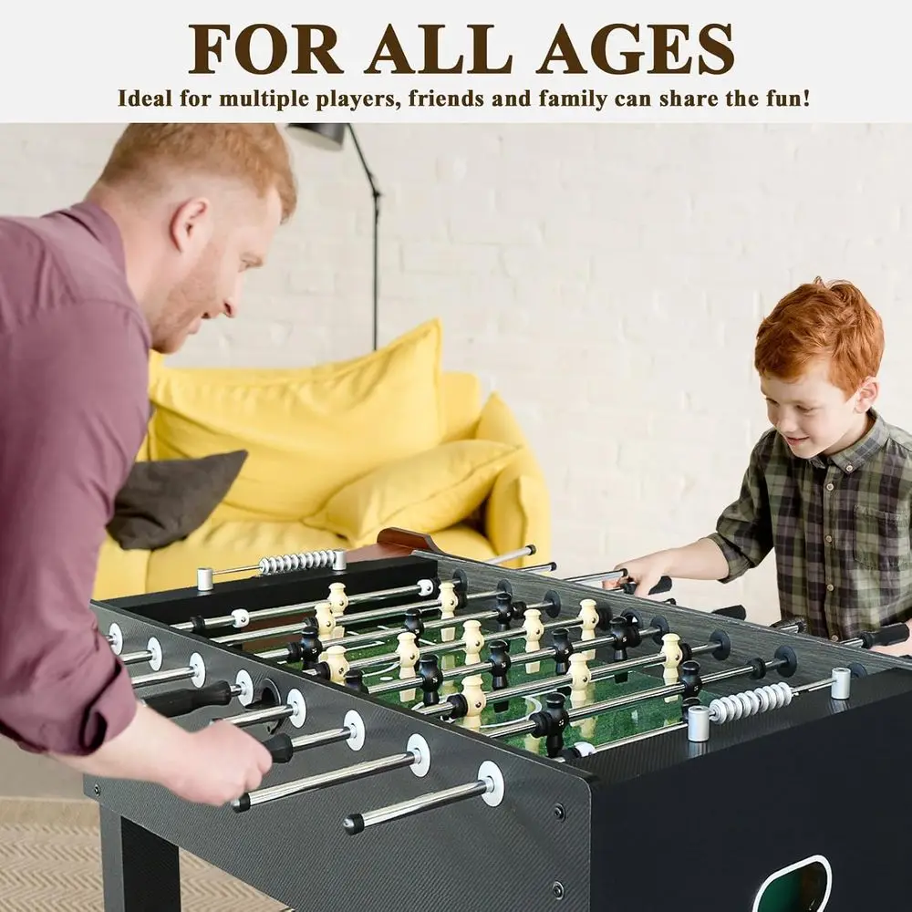 Inch Competition Foosball Table, Black, with Chrome-Plated Steel Rods