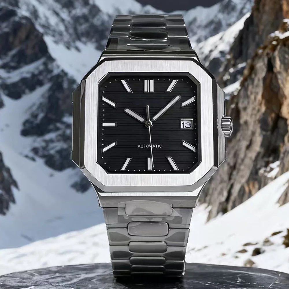 Stainless Steel for Men Women, Green Blue Black Watches, Luxury Luminous Date Automatic Movement Mechanical Watch