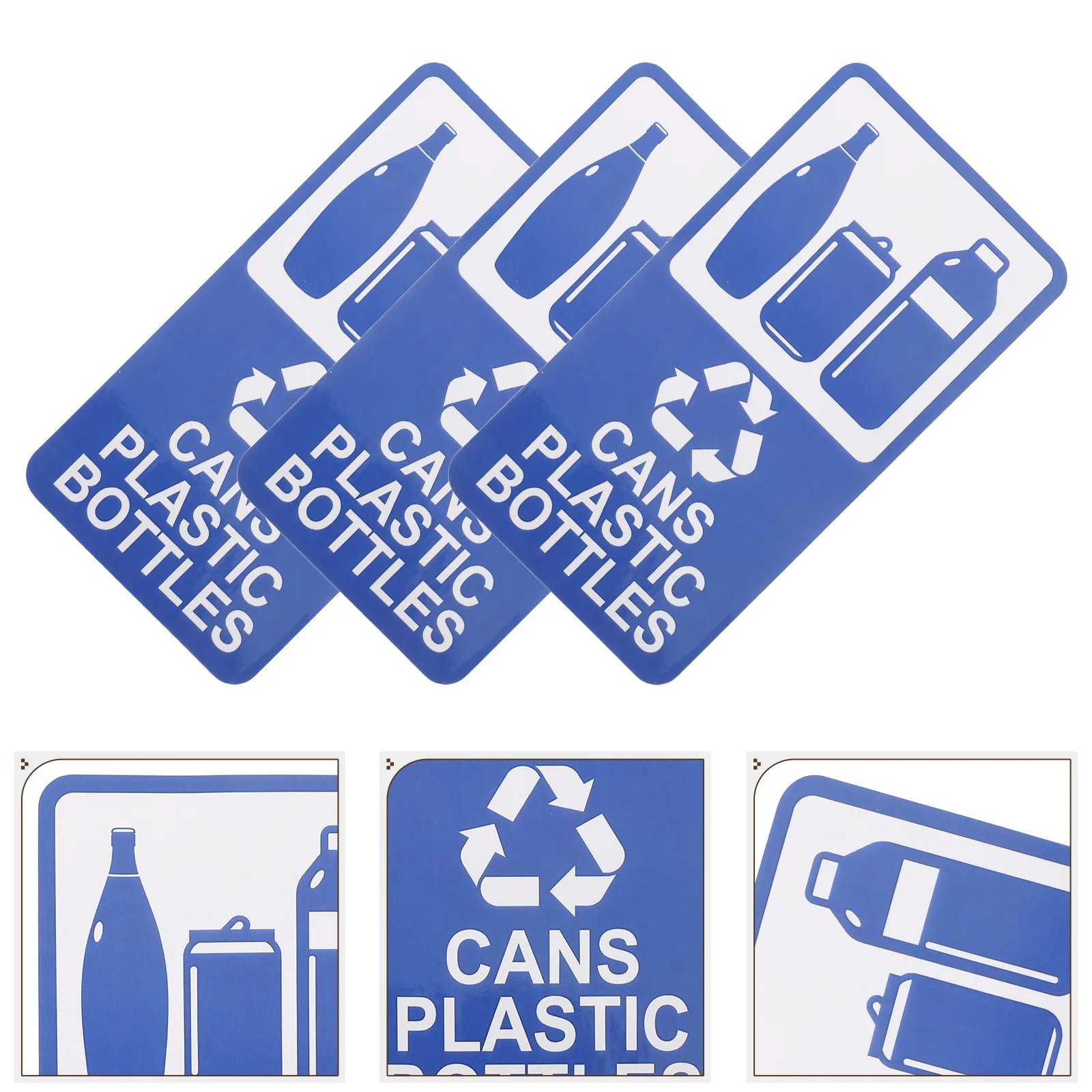 

6pcs Pvc Self-Adhesive Waterproof Recycling Stickers Long Lasting Trash Bin Labels For Office Home Commercial Use