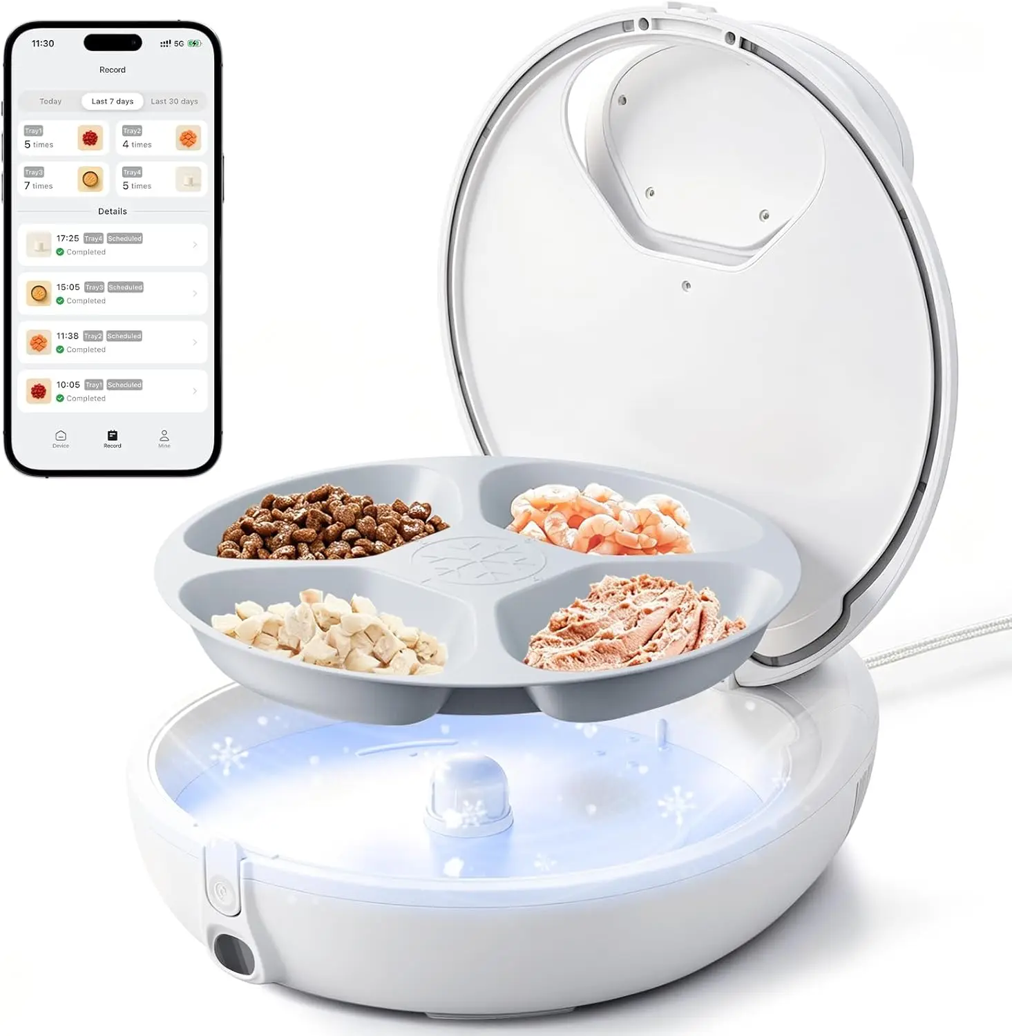 

Robotail Automatic Cat Feeder for Wet Food - Fresh for 4 Days, Smart Dual-Temp Semiconductor Cooling & Heating Auto Cat Feeder w