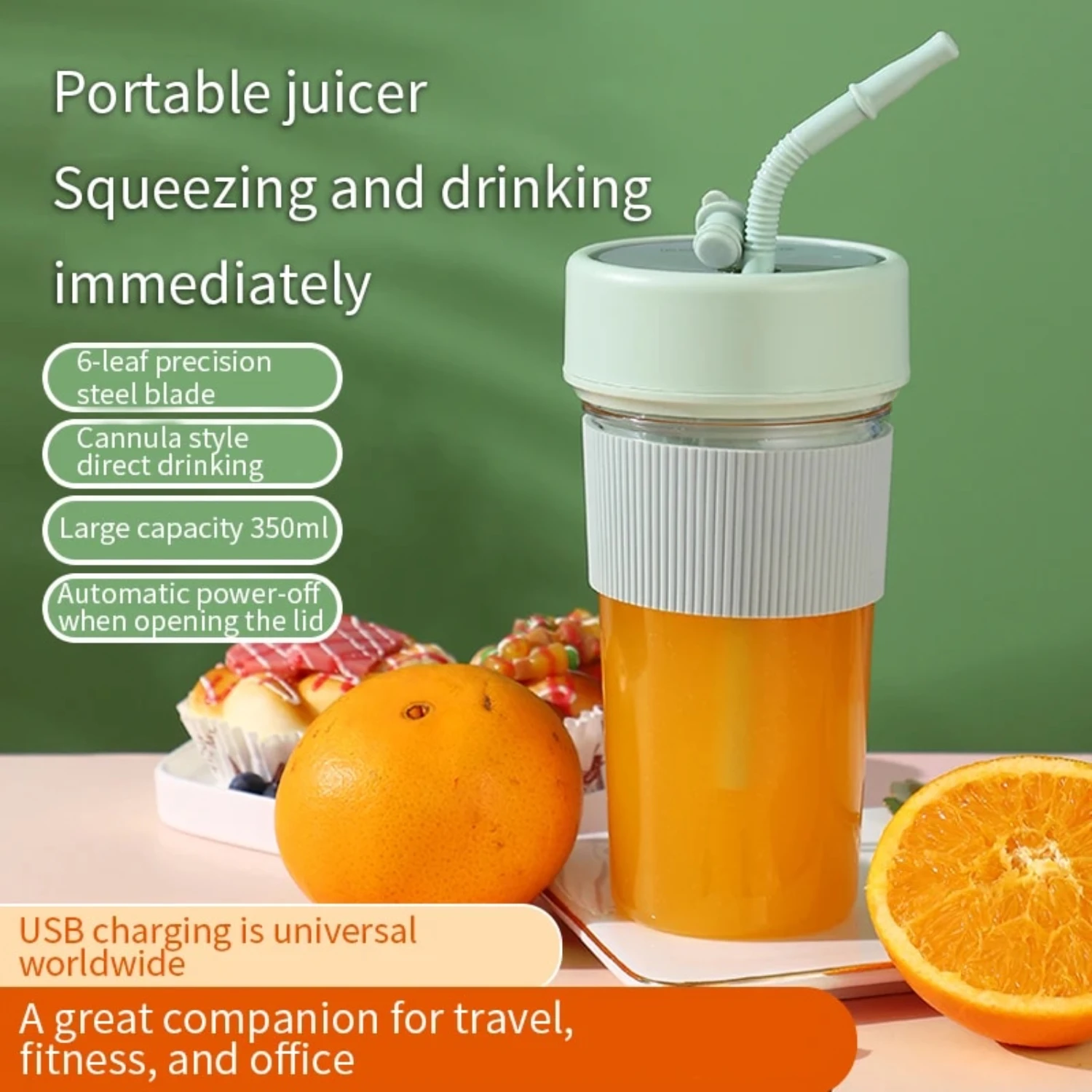 Copo de suco sem fio K5 compacto, leve e conveniente - Mini espremedor recarregável - Liquidificador multifuncional portátil para on-