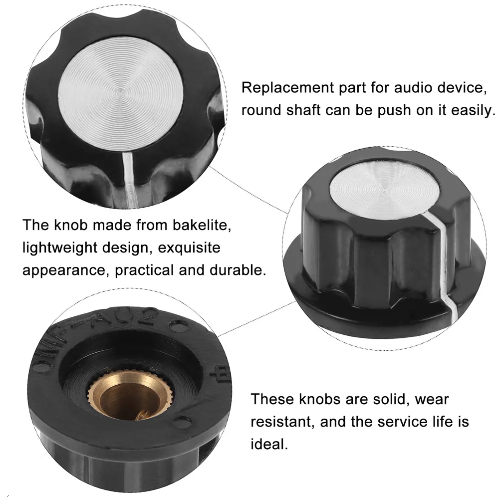 20 Pcs Bakelite Potentiometer Knob Cap Control Turning Volume Adjustable Rotate Button