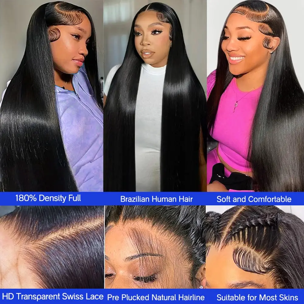 Straight Lace Front Wig 13x4 Hd Transparent Lace Frontal Wig Preplucked Human Hair Wigs Wigs For Black Women