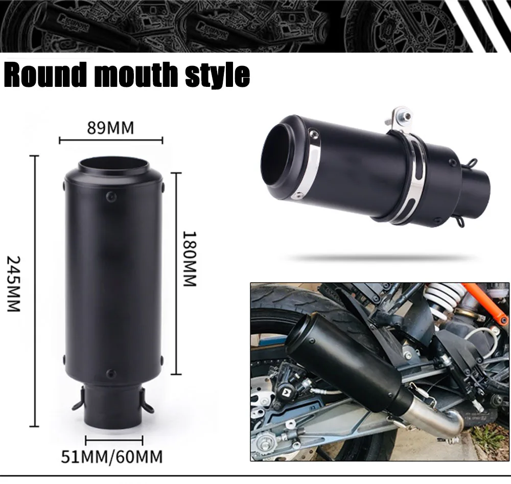 Universal 51/60mm Carbon Fiber Motorcycle Exhaust Pipe Pass-through Exhaust Pipe for Racing Motorcycle GP-project Modify Part SC