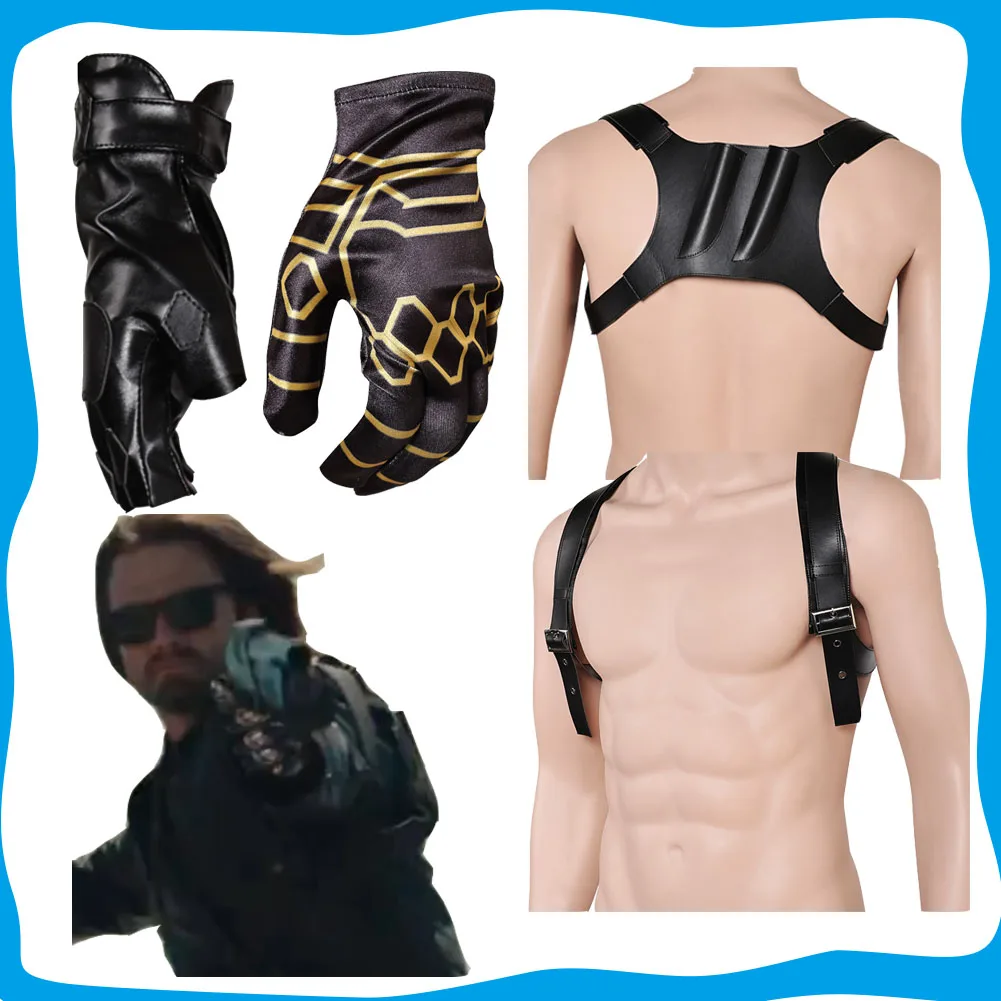 

Bucky Cos Barnes Cosplay Back Strap Belt Gloves 2025 TV Thunder Cosplay Bolts Costume Accessories Halloween Carnival Suit Props
