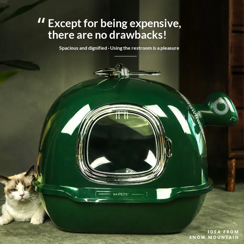 Arenero grande verde antisalpicaduras para gatos, fácil de limpiar - imagen 3