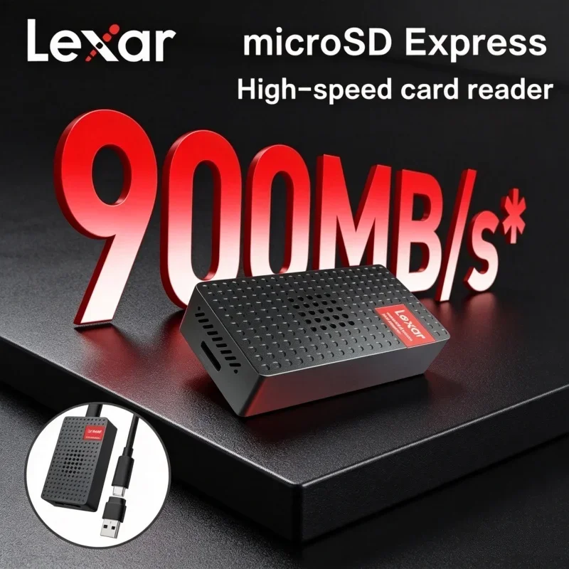 Für microSD Express Speicherkarten Lexar USB3.2 Kartenleser Bis zu 900 MB/s Geschwindigkeit Eingebauter Kühlventilator Unterstützt UHS-I UHS-II TF-Karten