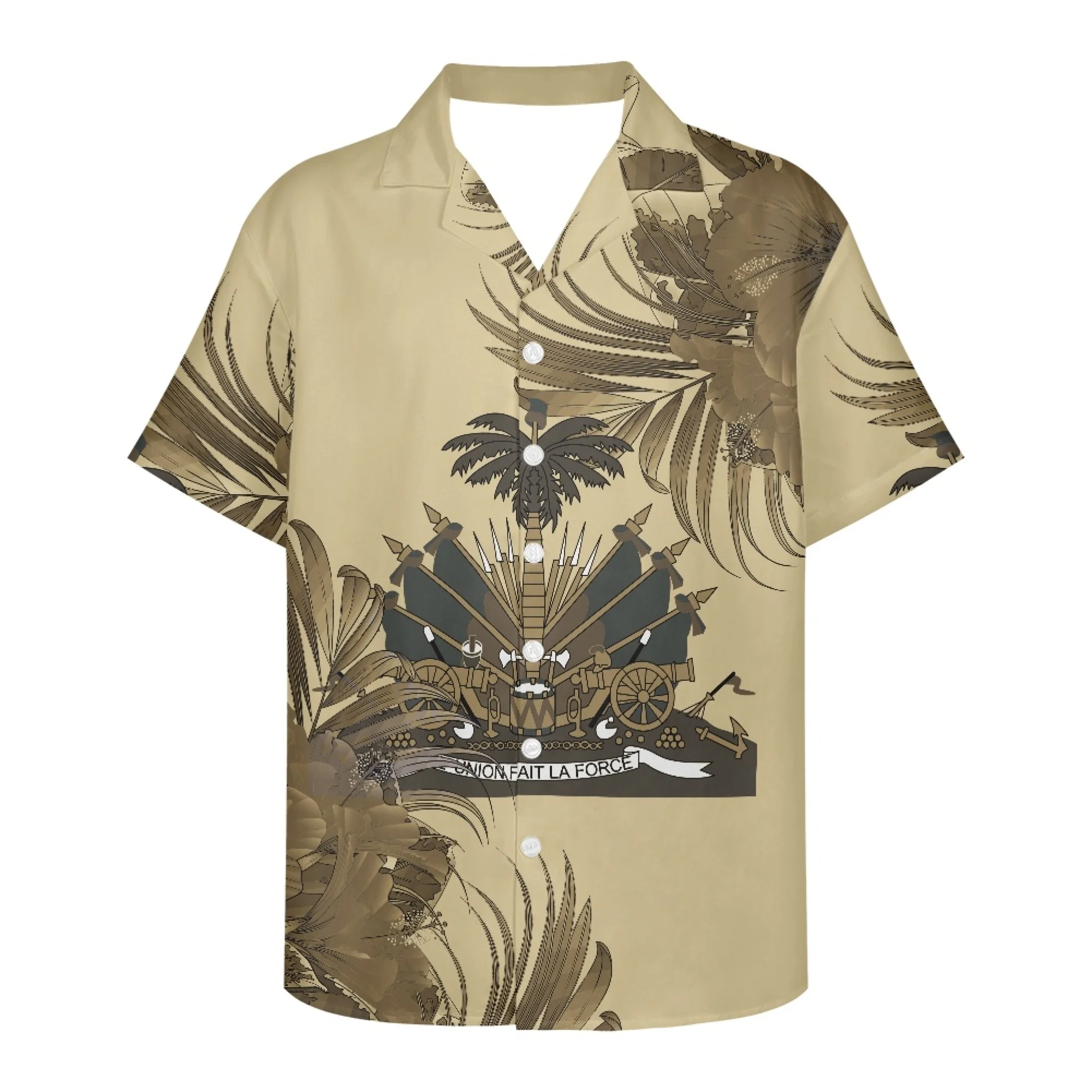 Traditional Polynesian Tribal Men Short Sleeve V neck Open Button Shirt Earth Sea Flag Print Breathable Fashion New Summer Shirt