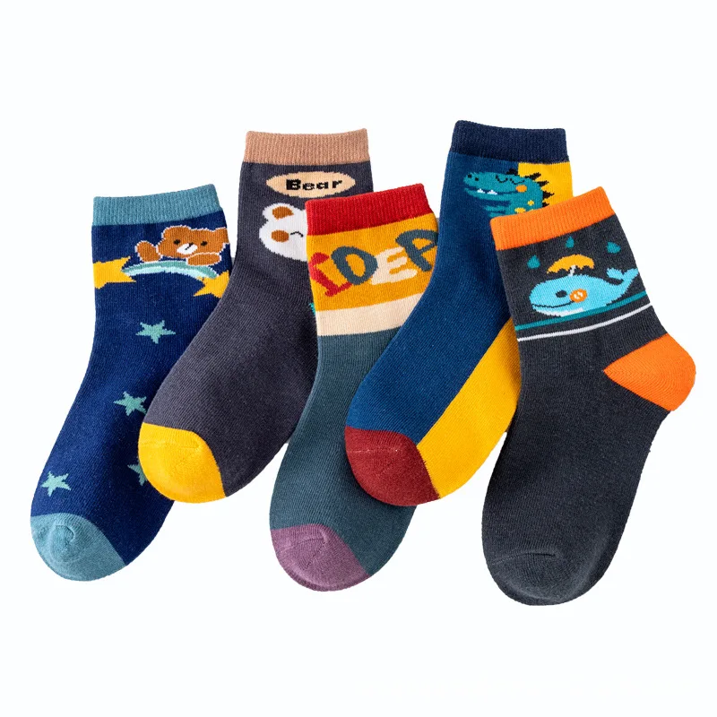 5Pairs/Lot Baby Socks Cartoon Animal Kids Cotton Mid Tube Socks For Boys Girls Autumn Winter Cute Warm Floor Sock