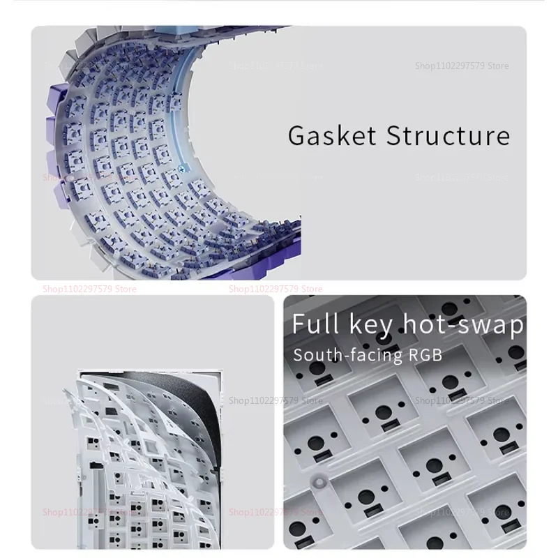 لوحة مفاتيح ميكانيكية AK820 75% مثبتة على الحشية لاسلكية من النوع C سلكية بإضاءة خلفية RGB لوحة مفاتيح ألعاب قابلة للتبديل السريع مع شاشة TFT