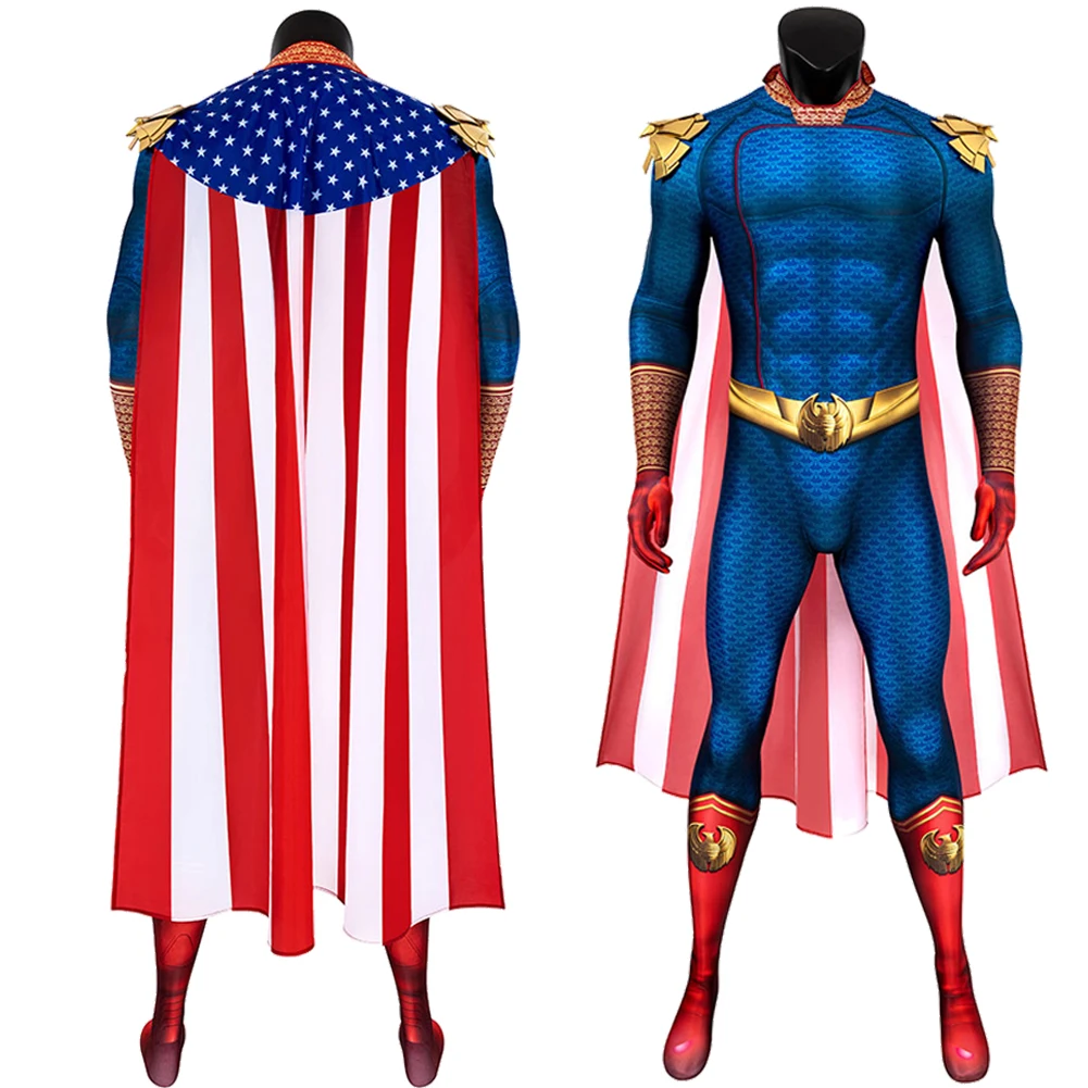 Disfarce Homelander Capa Cosplay Macacão para adultos, Roupa de TV para meninos, Role Play, Vestido extravagante Pano de festa, Manto para homens