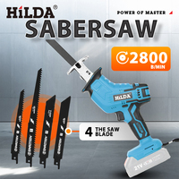 HILDA Cordless Reciprocating Saw Adjustable Speed Wireless Chainsaw Cut Saw Wood Cutting Tools With 4 Blades For Makita Battery