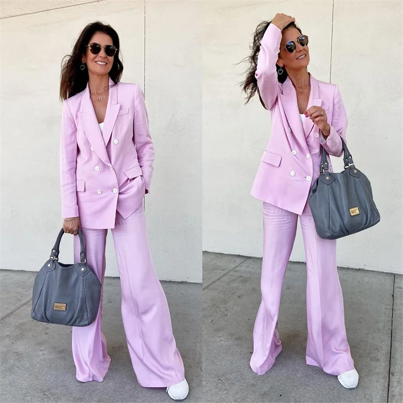 

Custom Made Women's Suits Set For Work Formal Casual 2 Pcs Blazer+Pants Double Breasted Female Jacket Outfit Coat Prom Dress