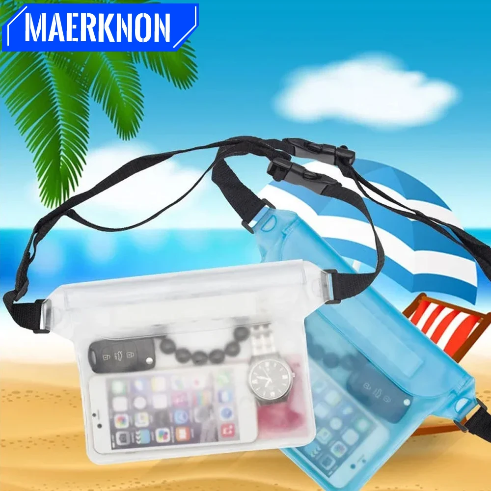 Swimming Waist Bag 3 Layers Waterproof For Sealing Rafting PVC Bags Underwater Dry Protection Bag Transparent Phone Case Pouch